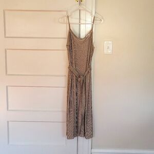 Mango Black and Biege Spaghetti Strap Straight Dress